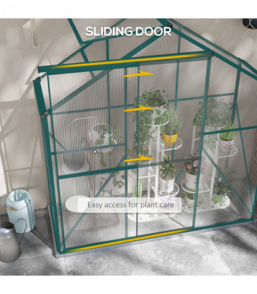 Outsunny 6 x 2.5ft Polycarbonate Greenhouse Aluminium Green House, Green