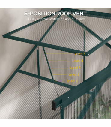 Outsunny 6 x 2.5ft Polycarbonate Greenhouse Aluminium Green House, Green