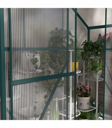 Outsunny 6 x 2.5ft Polycarbonate Greenhouse Aluminium Green House, Green
