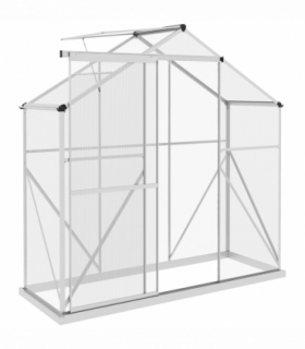Outsunny 6 x 2.5ft Polycarbonate Greenhouse Aluminium Green House, Silver
