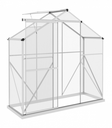 Outsunny 6 x 2.5ft Polycarbonate Greenhouse Aluminium Green House, Silver