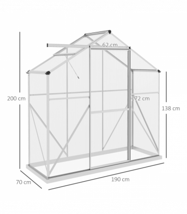 Outsunny 6 x 2.5ft Polycarbonate Greenhouse Aluminium Green House, Silver