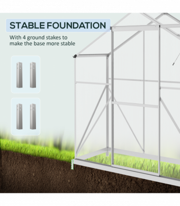 Outsunny 6 x 2.5ft Polycarbonate Greenhouse Aluminium Green House, Silver