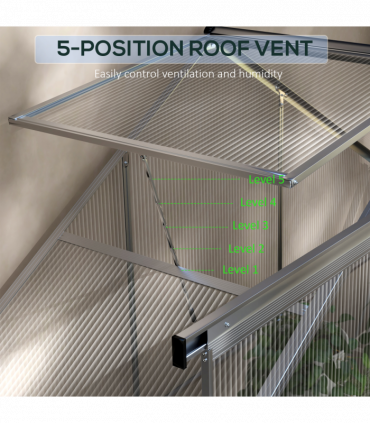 Outsunny 6 x 2.5ft Polycarbonate Greenhouse Aluminium Green House, Silver