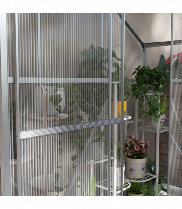 Outsunny 6 x 2.5ft Polycarbonate Greenhouse Aluminium Green House, Silver