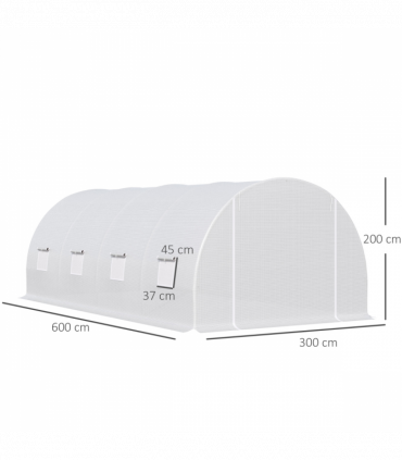 Outsunny 6 x 3 x 2 m Polytunnel Greenhouse w/ Zippered Door and 8 Windows