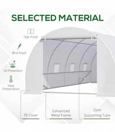 Outsunny 6 x 3 x 2 m Polytunnel Greenhouse w/ Zippered Door and 8 Windows