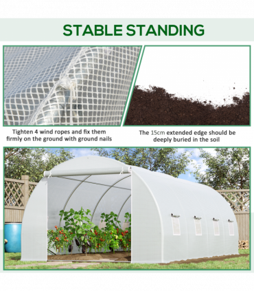 Outsunny 6 x 3 x 2 m Polytunnel Greenhouse w/ Zippered Door and 8 Windows