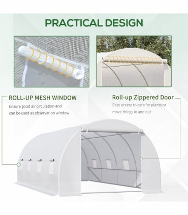 Outsunny 6 x 3 x 2 m Polytunnel Greenhouse w/ Zippered Door and 8 Windows