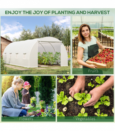 Outsunny 6 x 3 x 2 m Polytunnel Greenhouse w/ Zippered Door and 8 Windows