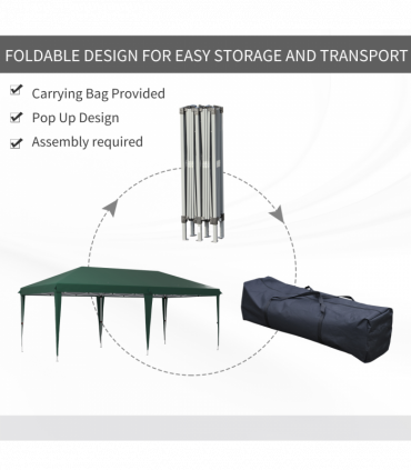 Outsunny 6 x 3(m) Pop Up Gazebo Patio Party Event Heavy Duty Canopy Green