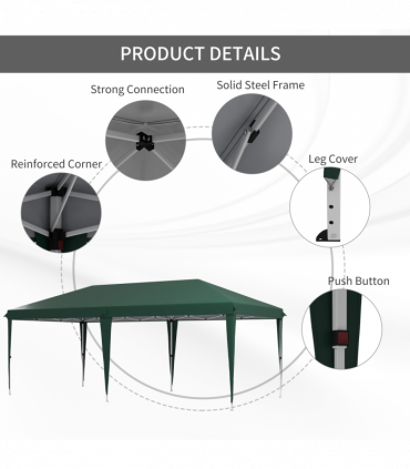 Outsunny 6 x 3(m) Pop Up Gazebo Patio Party Event Heavy Duty Canopy Green