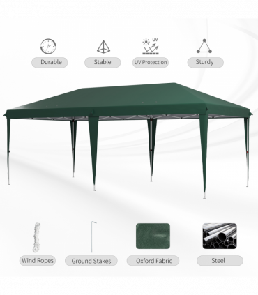 Outsunny 6 x 3(m) Pop Up Gazebo Patio Party Event Heavy Duty Canopy Green