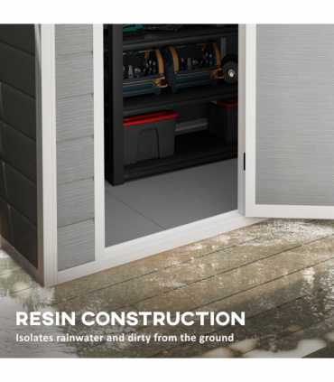 Outsunny 6 x 4ft Resin Garden Shed with Floor and Window, Grey