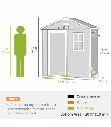 Outsunny 6 x 4ft Resin Garden Shed with Floor and Window, Grey