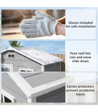 Outsunny 6 x 4ft Resin Garden Shed with Floor and Window, Grey