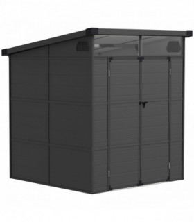 Outsunny 6 x 6ft Plastic Garden Shed with Windows and Air Vents, Dark Grey