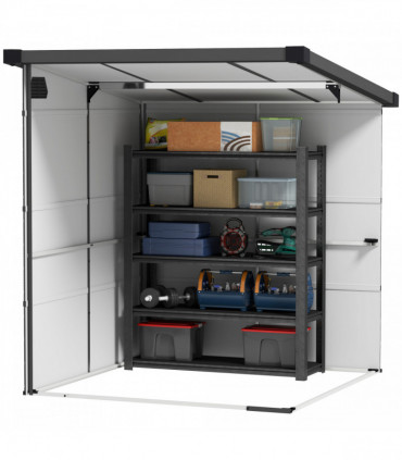 Outsunny 6 x 6ft Plastic Garden Shed with Windows and Air Vents, Dark Grey