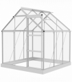Outsunny 6 x 6ft Walk-In Polycarbonate Greenhouse with Foundation Window Silver