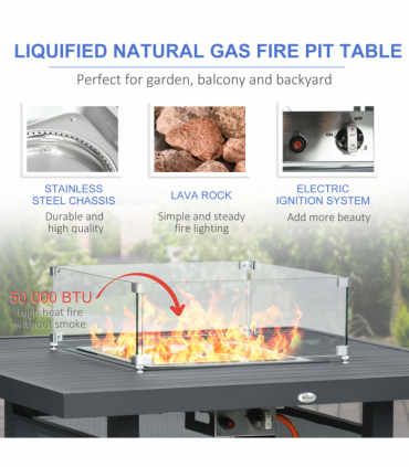 Outsunny 6-Piece Garden Furniture Set with Firepit Table Outdoor Sofa Aluminium