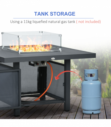 Outsunny 6-Piece Garden Furniture Set with Firepit Table Outdoor Sofa Aluminium