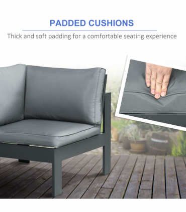 Outsunny 6-Piece Garden Furniture Set with Firepit Table Outdoor Sofa Aluminium