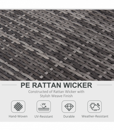 Outsunny 6-Seater Rattan Sofa Furniture Set W/ Cushions, Steel Frame-Grey