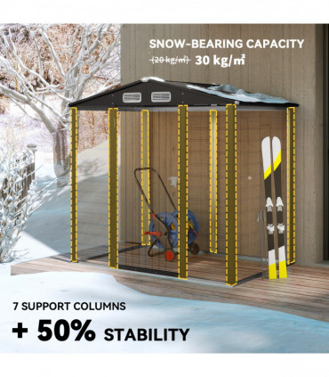 Outsunny 6.2 x 4.3ft Garden Metal Shed with Vent for Garden, Patio, Oak