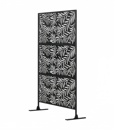 Outsunny 6.5FT Metal Outdoor Privacy Screen Panel with Stand and Ground Stakes