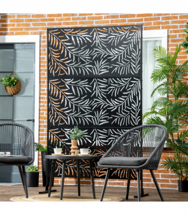 Outsunny 6.5FT Metal Outdoor Privacy Screen Panel with Stand and Ground Stakes