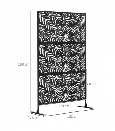 Outsunny 6.5FT Metal Outdoor Privacy Screen Panel with Stand and Ground Stakes