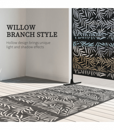 Outsunny 6.5FT Metal Outdoor Privacy Screen Panel with Stand and Ground Stakes