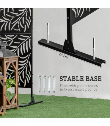 Outsunny 6.5FT Metal Outdoor Privacy Screen Panel with Stand and Ground Stakes