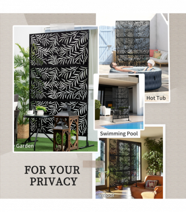 Outsunny 6.5FT Metal Outdoor Privacy Screen Panel with Stand and Ground Stakes