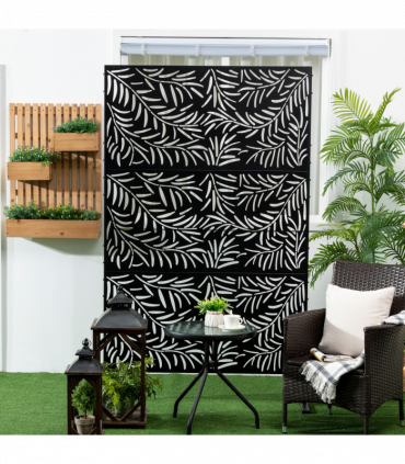 Outsunny 6.5FT Metal Outdoor Privacy Screen Panel with Stand and Ground Stakes