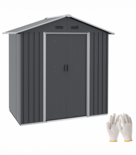 Outsunny 6.5x3.5ft Metal Garden Shed for Garden and Outdoor Storage, Dark Grey
