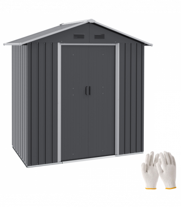Outsunny 6.5x3.5ft Metal Garden Shed for Garden and Outdoor Storage, Dark Grey