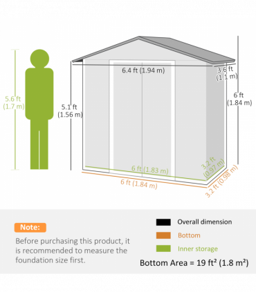 Outsunny 6.5x3.5ft Metal Garden Shed for Garden and Outdoor Storage, Dark Grey
