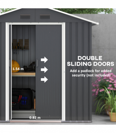Outsunny 6.5x3.5ft Metal Garden Shed for Garden and Outdoor Storage, Dark Grey
