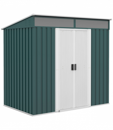Outsunny 6.5x4FT Garden Shed with Foundation Lockable Metal Tool Shed Green