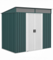 Outsunny 6.5x4FT Garden Shed with Foundation Lockable Metal Tool Shed Green