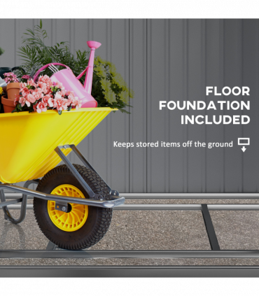 Outsunny 6.5x4FT Garden Shed with Foundation Lockable Metal Tool Shed Green