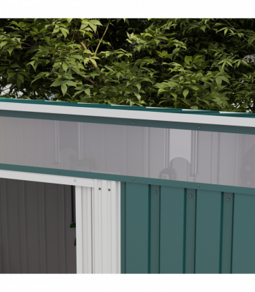 Outsunny 6.5x4FT Garden Shed with Foundation Lockable Metal Tool Shed Green