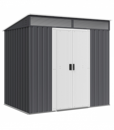 Outsunny 6.5x4FT Garden Shed with Foundation Lockable Metal Tool Shed Grey