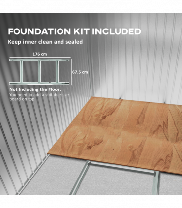 Outsunny 6.5x4FT Garden Shed with Foundation Lockable Metal Tool Shed Grey