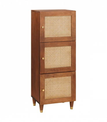 vidaXL High board Brown 40 x 33.5 x 110 cm Cane and solid mango wood