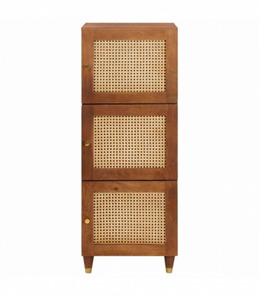 vidaXL High board Brown 40 x 33.5 x 110 cm Cane and solid mango wood