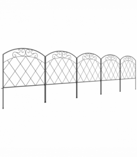 Outsunny 61 cm x 3 m Outdoor Picket Fence Panels with Panels, Swirls, Black