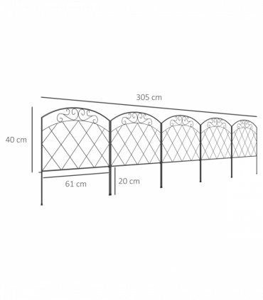 Outsunny 61 cm x 3 m Outdoor Picket Fence Panels with Panels, Swirls, Black