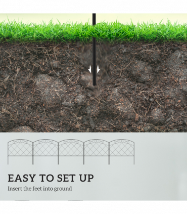 Outsunny 61 cm x 3 m Outdoor Picket Fence Panels with Panels, Swirls, Black